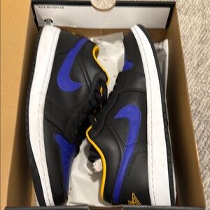 Jordan 1 Low Men's Black and Blue Sneakers. Size 12.5.